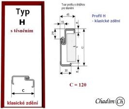Ocelová zárubeň pro běžné zdění - typ H d.t. - profil 120