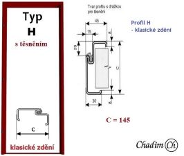 Ocelová zárubeň pro běžné zdění - typ H d.t. - profil 145