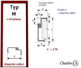 Ocelová zárubeň pro běžné zdění - typ H d.t. - profil 170