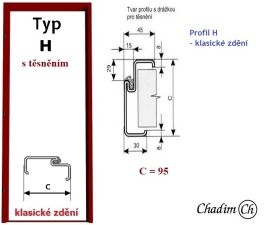 Ocelová zárubeň pro běžné zdění - typ H d.t. - profil 95