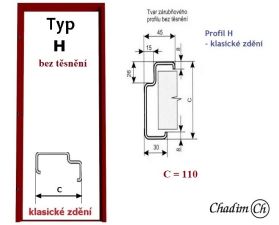 Ocelová zárubeň pro běžné zdění - typ H - profil 110