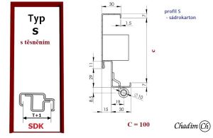 Ocelová zárubeň pro přesné zdění - typ S d.t. - profil 100