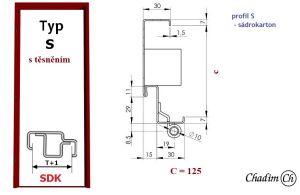 Ocelová zárubeň pro přesné zdění - typ S d.t. - profil 125