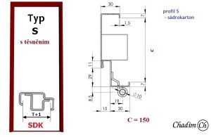 Ocelová zárubeň pro přesné zdění - typ S d.t. - profil 150