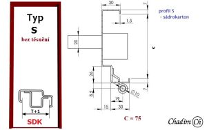Ocelová zárubeň pro přesné zdění - typ S - profil 75
