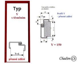 Ocelová zárubeň pro přesné zdění - typ Y d.t. - profil 150