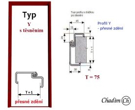 Ocelová zárubeň pro přesné zdění - typ Y d.t. - profil 75