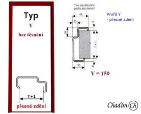 Ocelová zárubeň pro přesné zdění - typ Y - profil 150